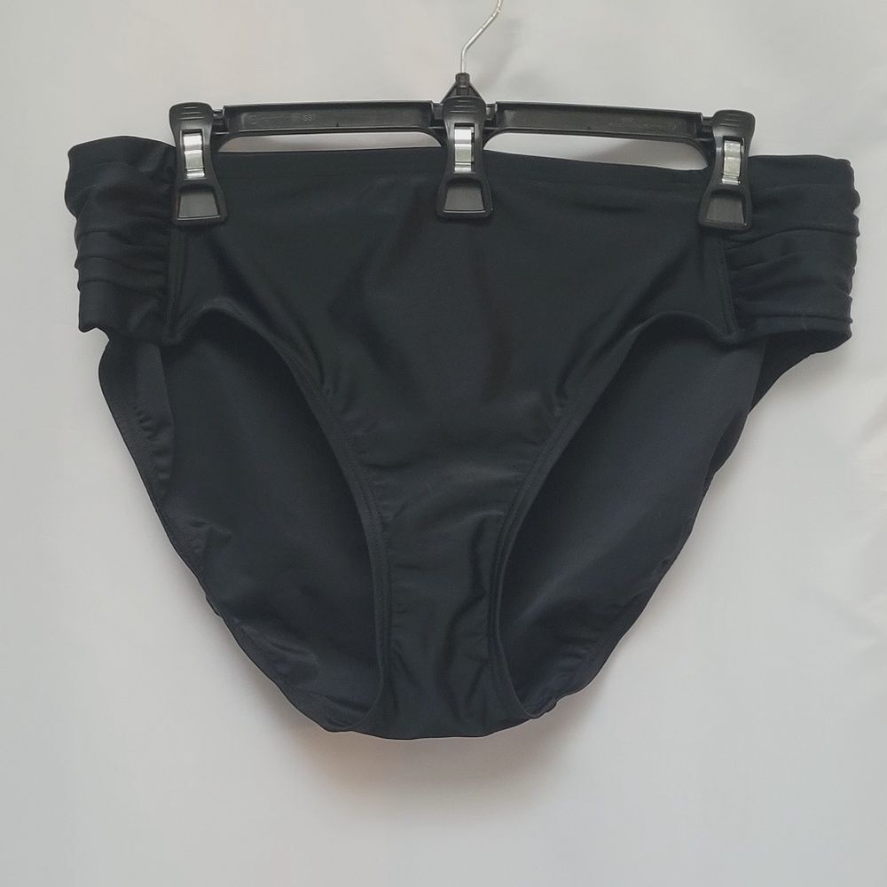 Pure Energy Bikini Hipster Bottom Black Ruched Sides 16W-18W New with Liner